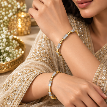 Minimal Double Line Crystal Bangle