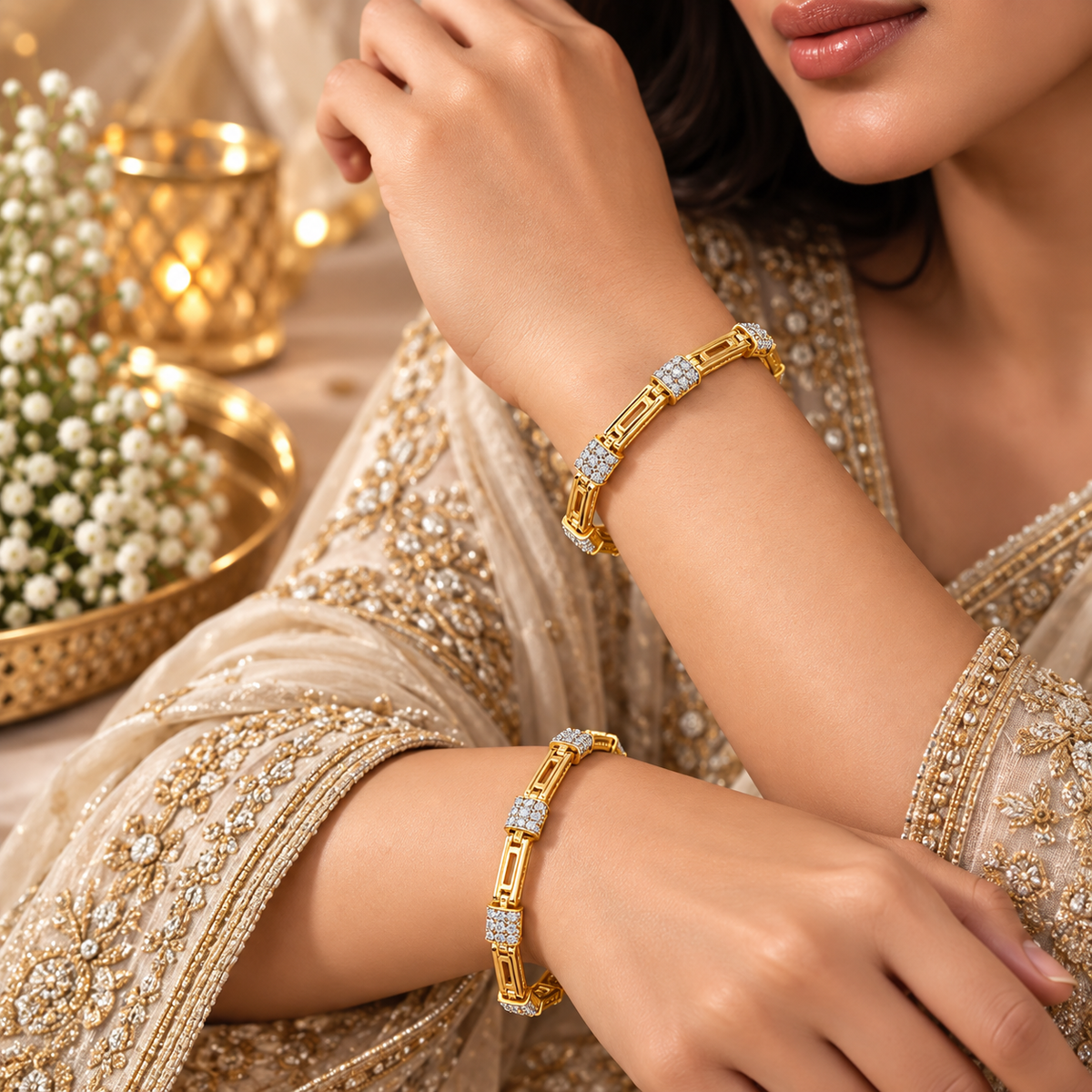 Classic Crystal Edge Gold Bangle